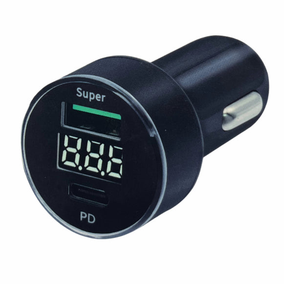 CARGADOR DE AUTO USB 3.0 + C CON PANTALLA LED PHILCO LD49A