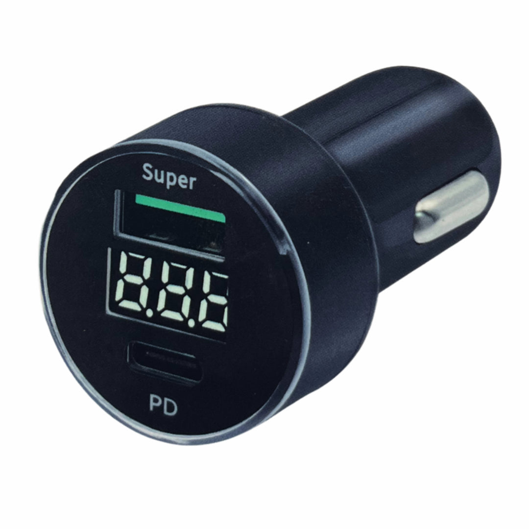 CARGADOR DE AUTO USB 3.0 + C CON PANTALLA LED PHILCO LD49A