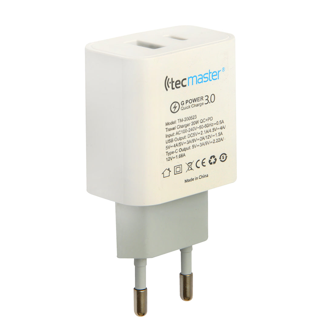 CARGADOR DE PARED USB-A + TIPO-C TECMASTER TM-200523