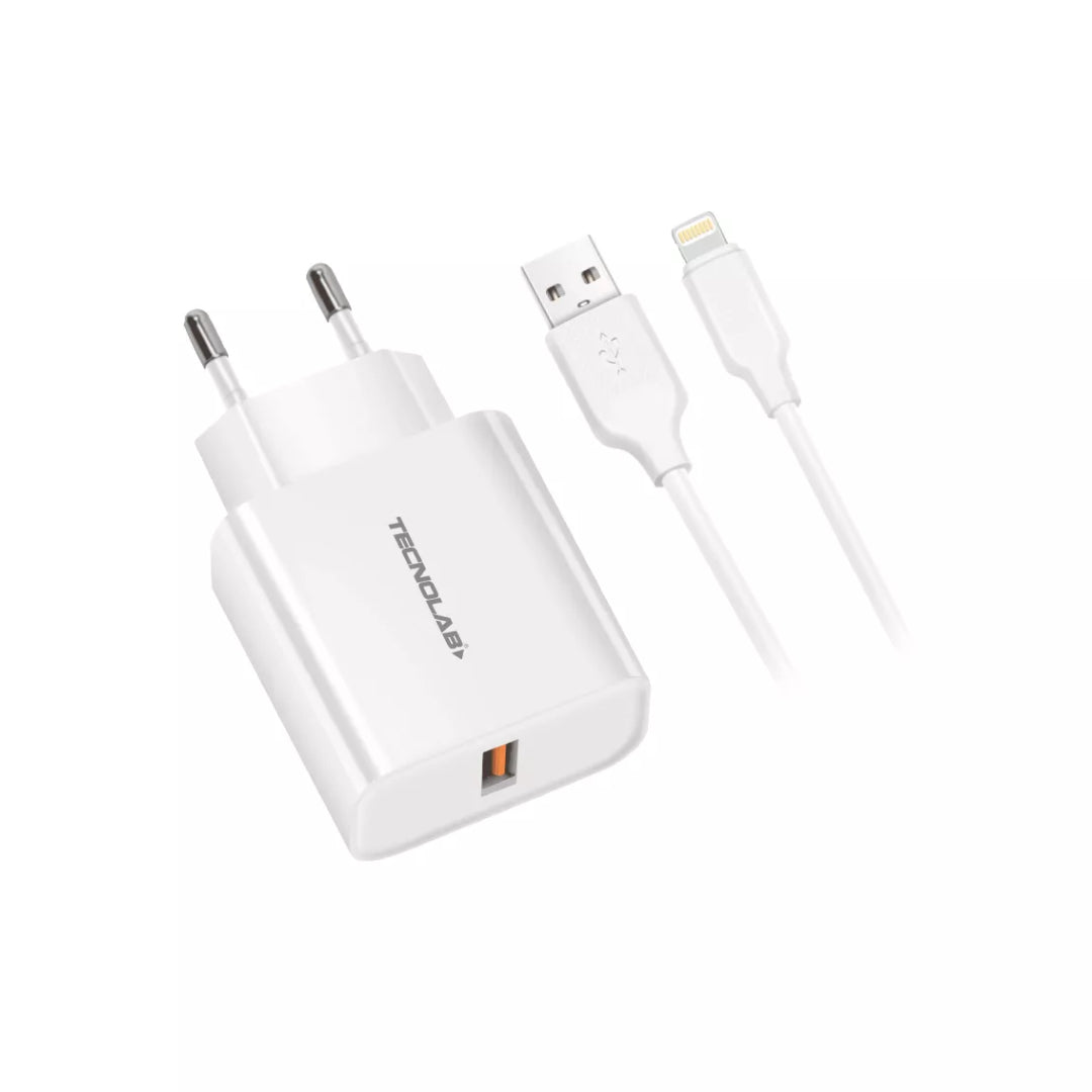 CARGADOR RAPIDO USB + CABLE LIGTHNING TL466 TECNOLAB