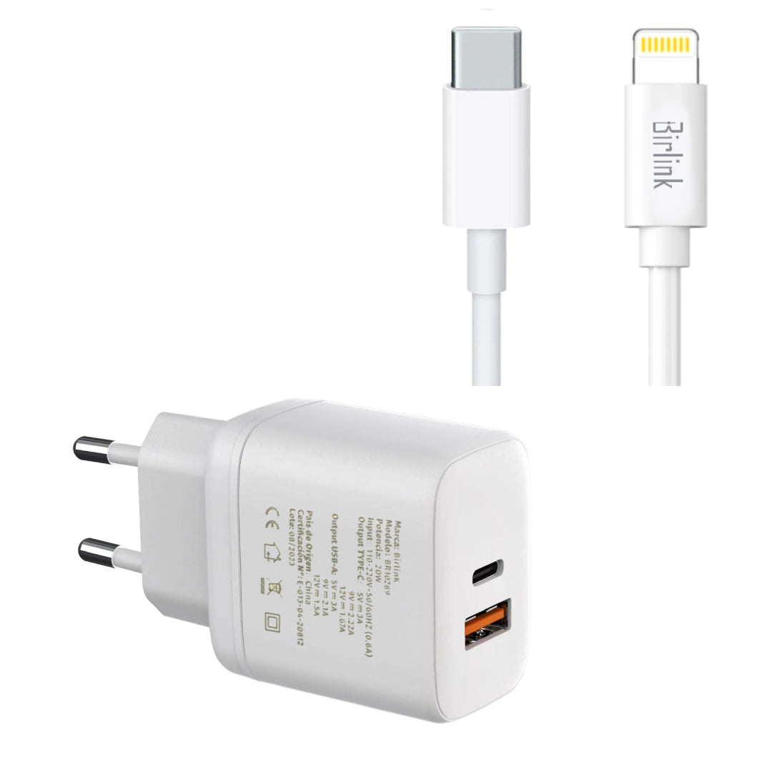 CARGADOR RAPIDO USB/C TIPO C A LIGHTNING BIRLINK BR10357