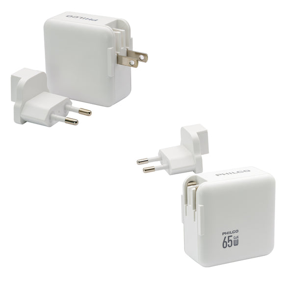 CARGADOR SUPER RAPIDO 65W USB + USB-C PHILCO QC665