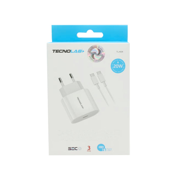 CARGADOR TIPO C + CABLE USB-C TL464 TECNOLAB
