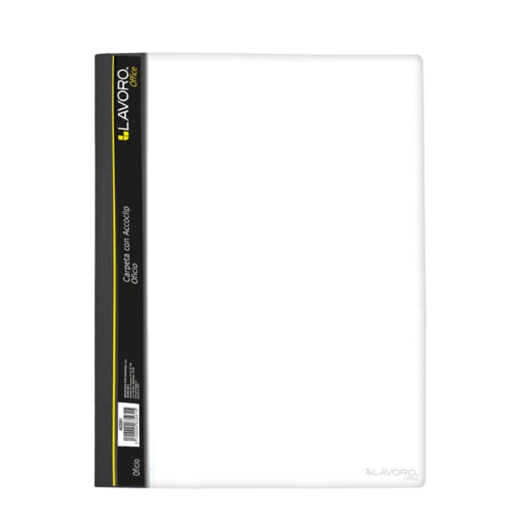 CARPETA CON ACCOCLIP VINIL OFICIO TRANSPARENTE (PACK 12 UNID.) LAVORO 463561