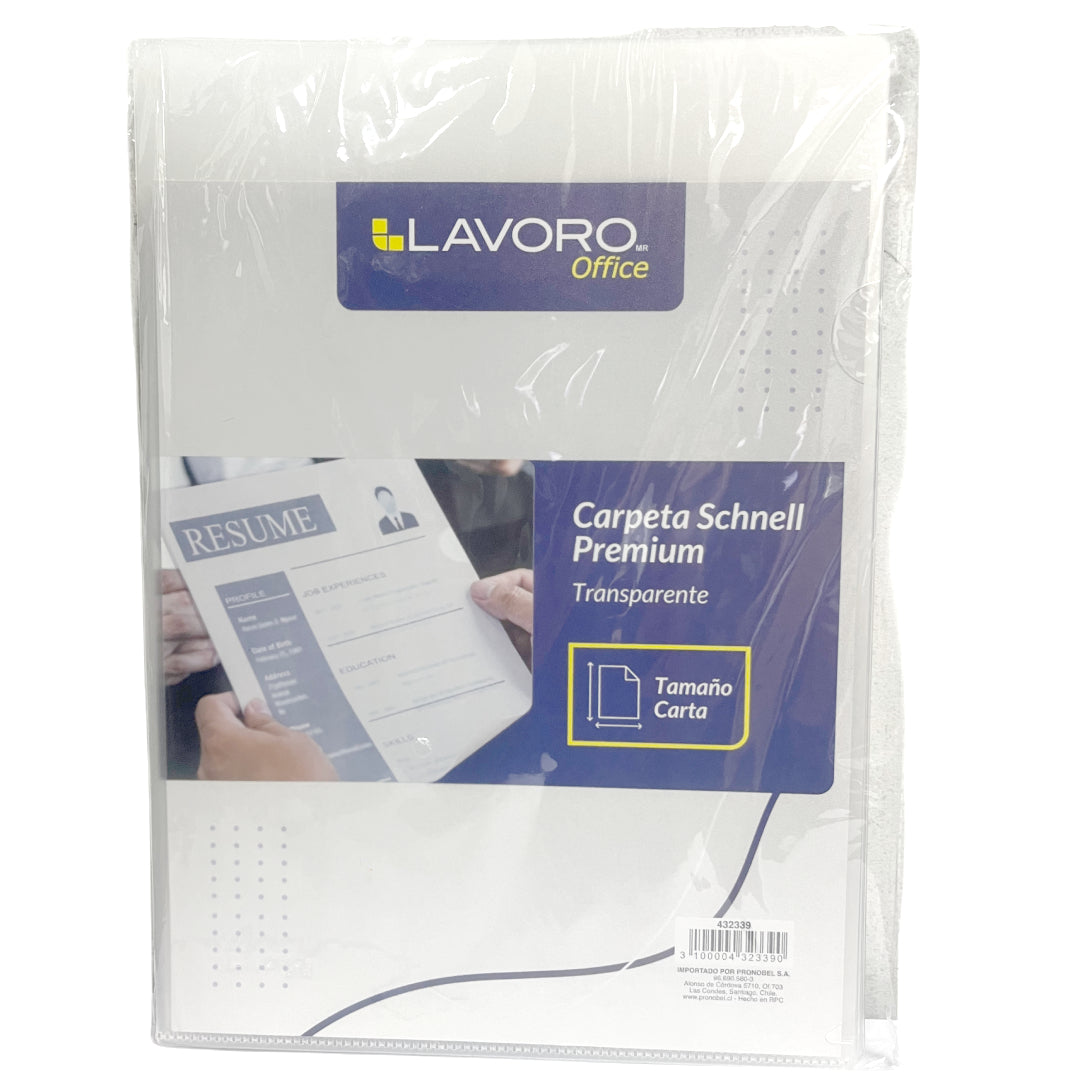 CARPETA SCHNELL PREMIUM TRANSPARENTE CARTA LAVORO 432339
