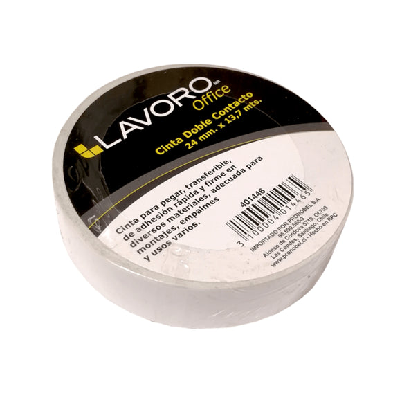 CINTA DOBLE CONTACTO 24MM X 13.7MTS LAVORO 401446