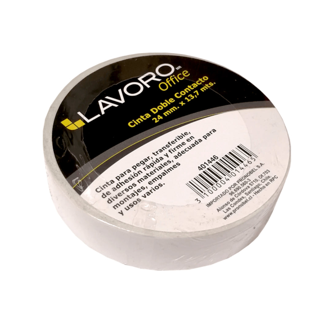 CINTA DOBLE CONTACTO 24MM X 13.7MTS LAVORO 401446