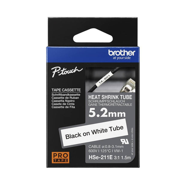 CINTA ROTULADORA TERMOCONTRAIBLE NEGRO 5.2MM HSE-211E BROTHER