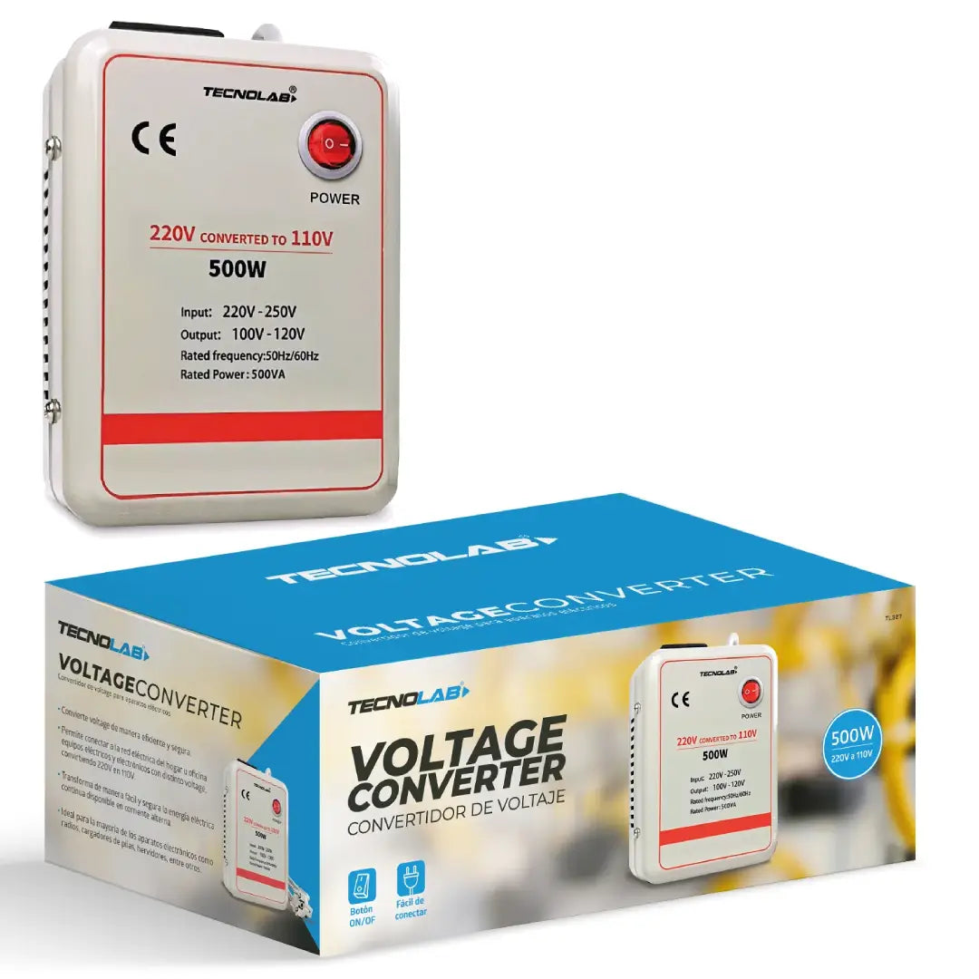 CONVERTIDOR VOLTAJE 220V A 110V 500W TECNOLAB TL327
