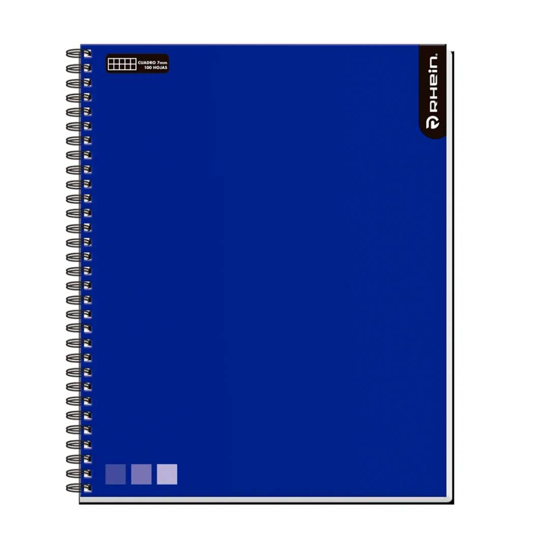 CUADERNO UNIVERSITARIO RHEIN ONE COLOR 100 HOJAS CUADRO 7mm Azul