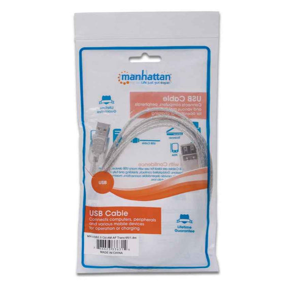 Cable de Extensión USB 2.0 de Alta Velocidad Manhattan 1,8 mts