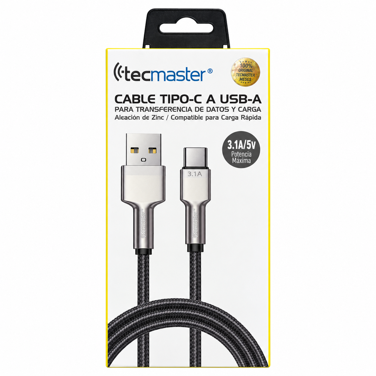 Cable USB-A a USB-C Tecmaster TM-200571 1 m 3,1 A