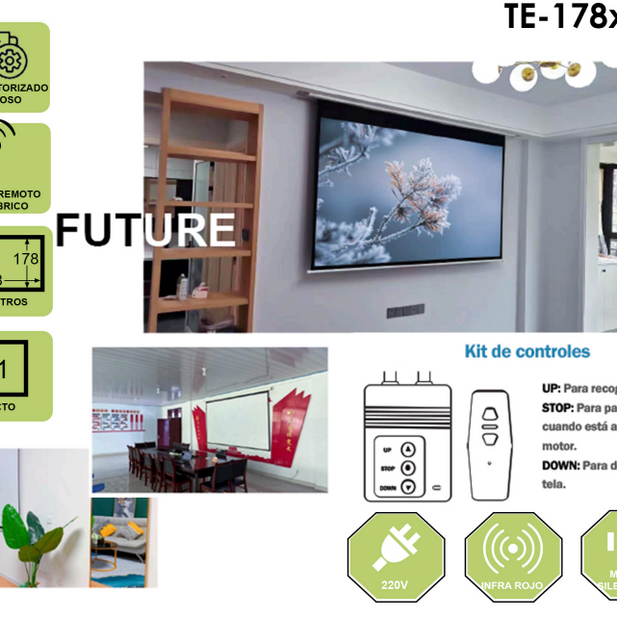 TELON ELECTRICO MURAL 178 X 178 Cms (CON CONTROL REMOTO)