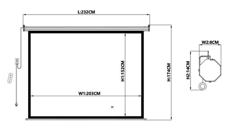 TELON ELECTRICO MURAL 203 X 152 Cms (CON CONTROL REMOTO)