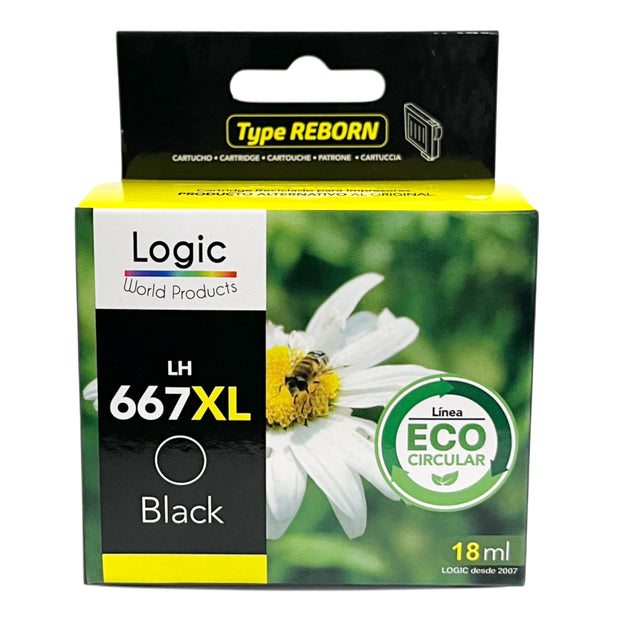 Cartucho de Tinta Alternativo 667XL Negro Logic