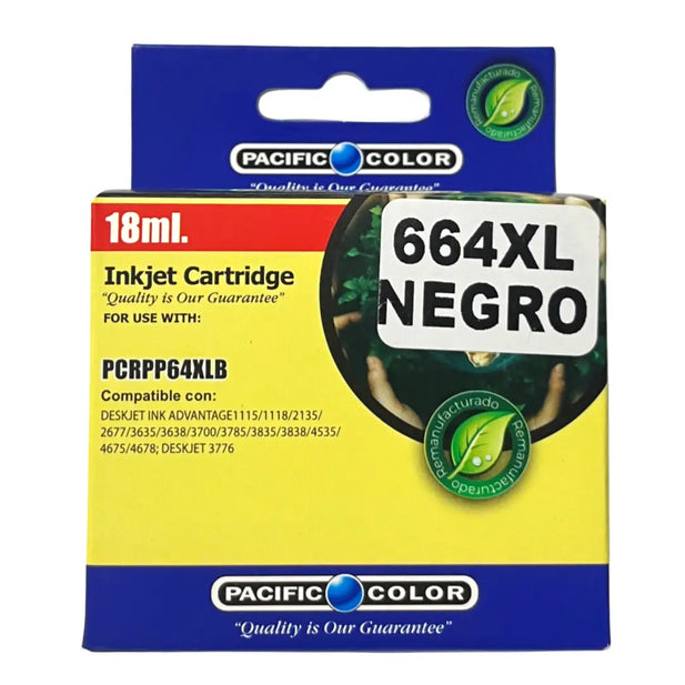 Cartucho de Tinta Alternativo Pacific Color 664XL Negra