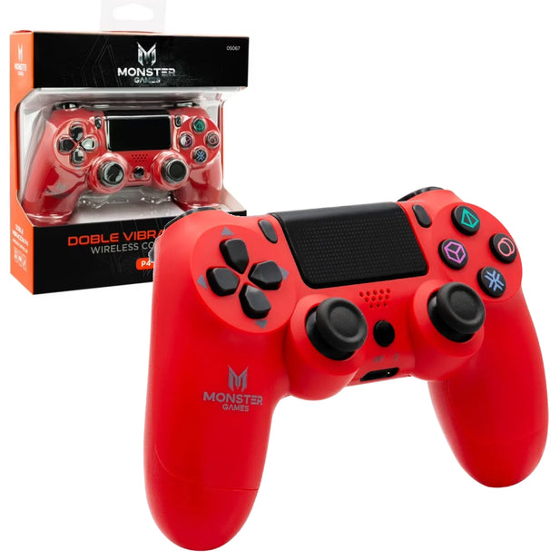 Control Joystick Inalámbrico Monster Rojo 05067 PS4 Bluetooth Doble Vibración