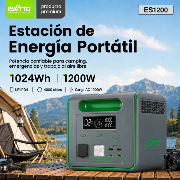 Estación de Energía Portátil Ewtto ES1200 1024Wh 1200W LiFePO4