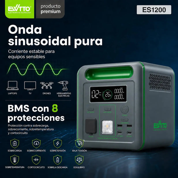 Estación de Energía Portátil Ewtto ES1200 1024Wh 1200W LiFePO4