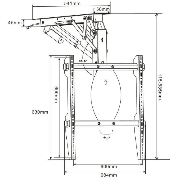 Soporte eléctrico de techo para TV 42–86 pulgadas Polarland PELTM660