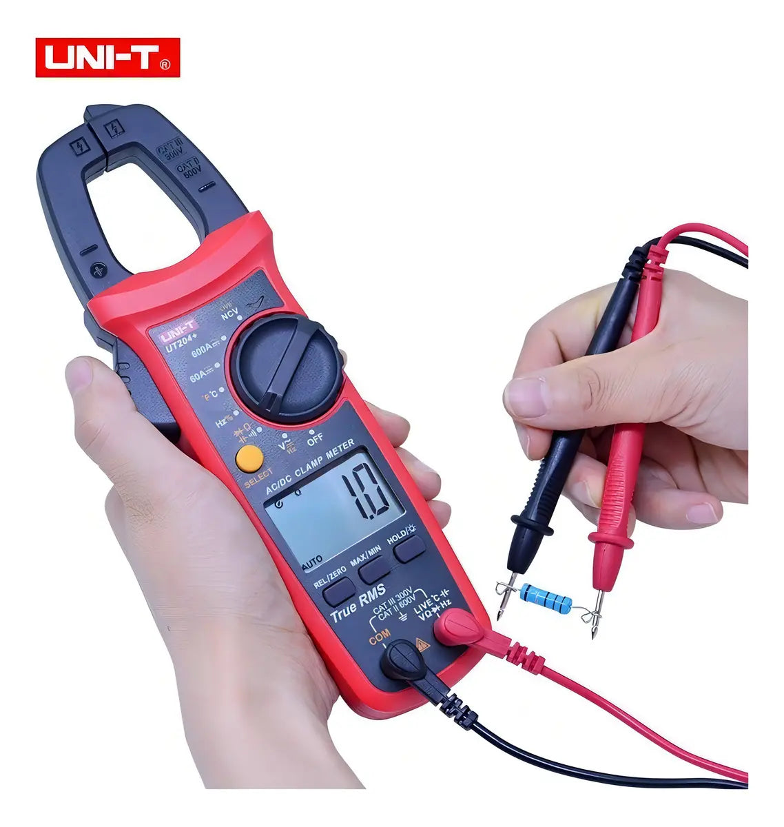 Pinza amperimétrica digital UNI-T UT204+ True RMS, 600 A AC/DC
