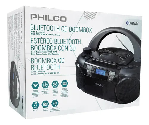 Radio Boombox Philco PJC7000BT CD Cassette Bluetooth 12W FM USB AUX