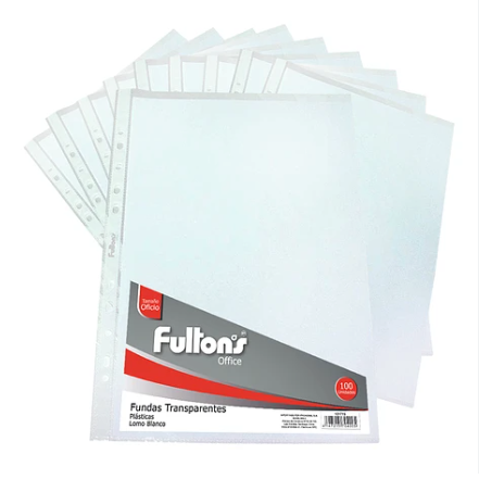 PACK 100 UN FUNDAS CARPETA TRANSPARENTE FORMATO OFICIO FULTONS 101719