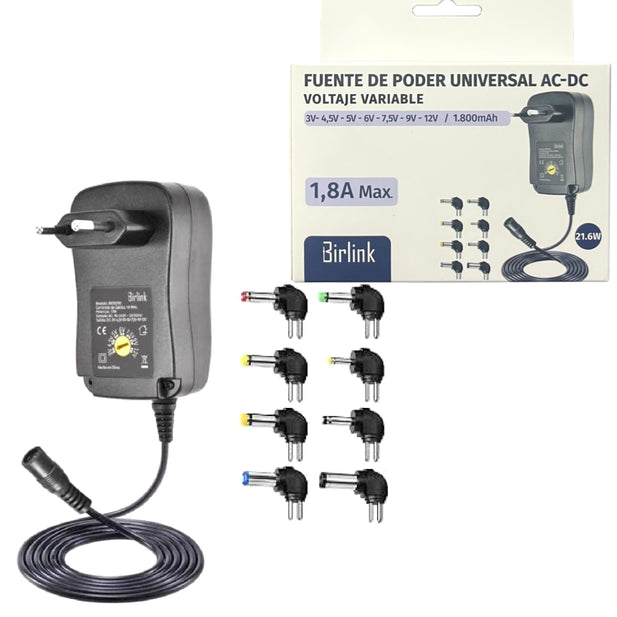 Fuente de Poder Universal AC-DC 3V-12V 1,8A BIRLINK BR10407