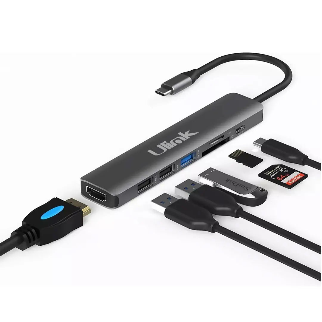 HUB ADAPTADOR MULTIPUERTO 7 EN 1 ULINK UL-ADC701HRD