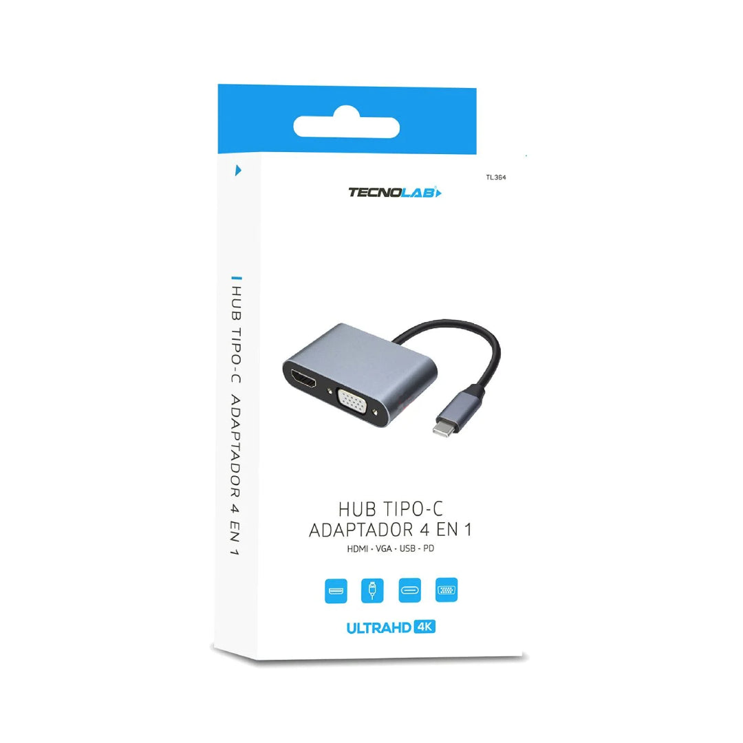 HUB TIPO C A HDMI-VGA-USB 3.0-USB C TL364 TECNOLAB