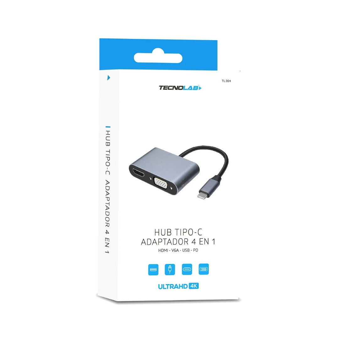 HUB TIPO C A HDMI-VGA-USB 3.0-USB C TL364 TECNOLAB