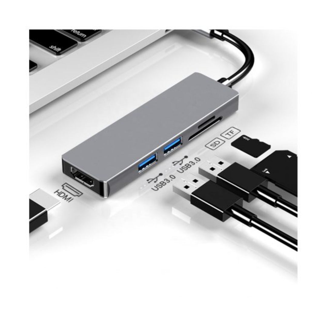 Hub Tipo C 5 En 1 HDMI + USB 3.0 X 2 + Lector SD y MicroSD Birlink