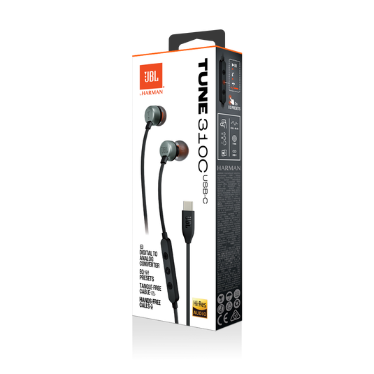 Audífonos JBL Tune 310C USB-C In-Ear Pure Bass Hi-Res Micrófono Integrado Negro