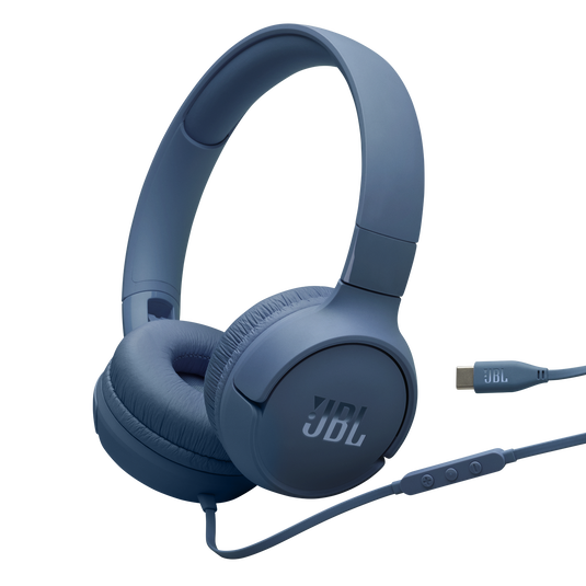 Audífonos JBL Tune 520C USB-C Azul On-Ear Con Cable Hi-Res 10-40kHz Pure Bass