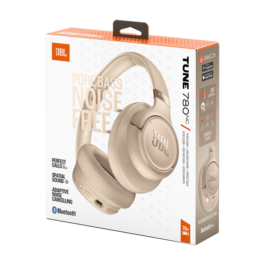 Audífonos JBL Tune 780NC Beige Over-Ear ANC 76h Spatial Sound Plegable