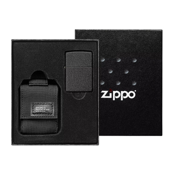 KIT ZIPPO 49402 Classic Black Crackle + Funda Zippo