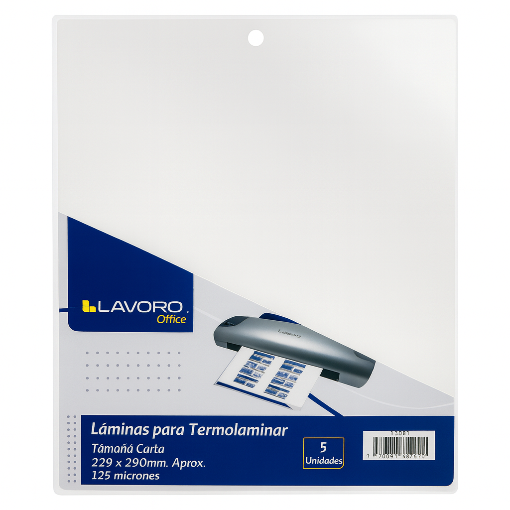 LAMINAS TERMOLAMINAR 125 MIC 5 UN FORMATO CARTA LAVORO 518676
