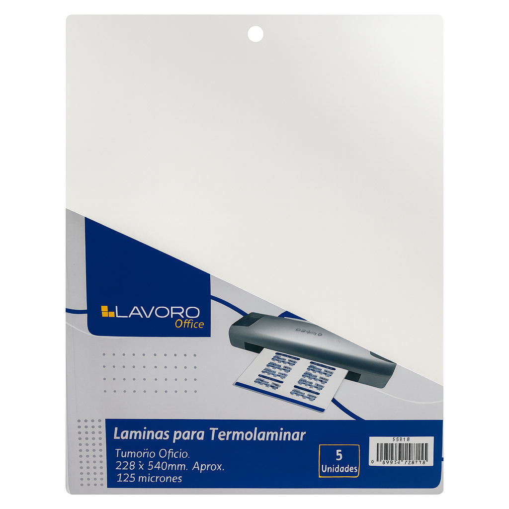 LAMINAS TERMOLAMINAR 125 MIC 5 UN FORMATO OFICIO LAVORO 445719