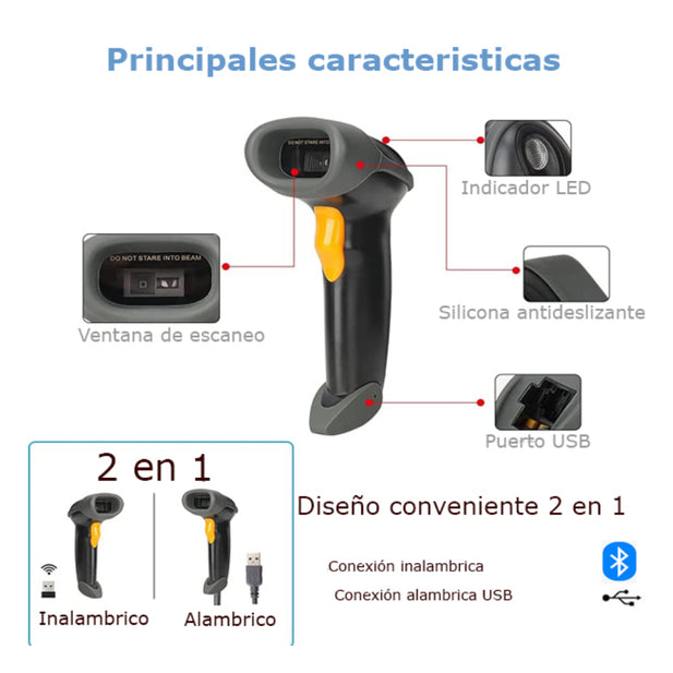 LECTOR LASER CODIGO DE BARRAS BLUETOOTH UT-BSCBT8 UTEK