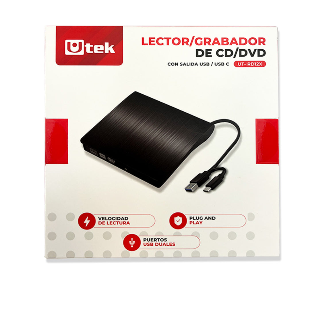 GRABADOR DE CD/DVD TIPO USB/C UTEK UT-RD12X
