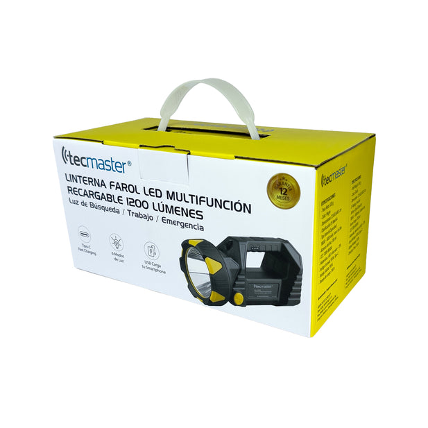 LINTERNA FAROL 1200 LM RECARGABLE TECMASTER TM-800108