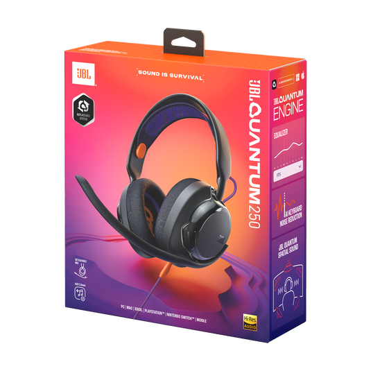 Audífonos Gaming JBL Quantum 250 Over-Ear 50mm Spatial Sound Micrófono Desmontable Negro