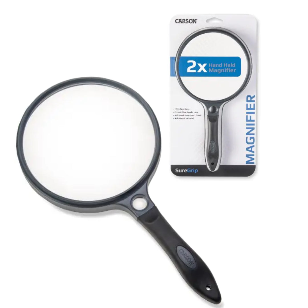 Carson HM-44 2x LED Lighted Handheld Magnifier with 4X Viewing Spot