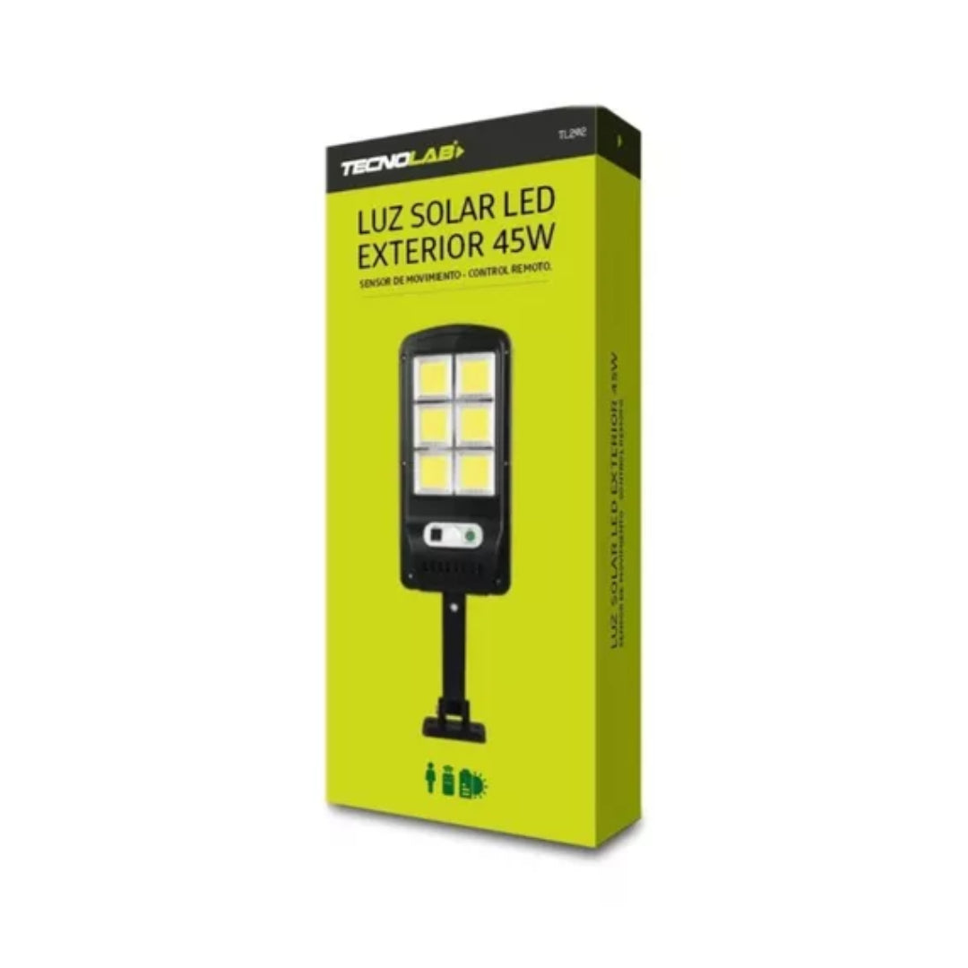 LUZ LED SOLAR PARA EXTERIOR SENSOR DE MOVIMIENTO 45W TECNOLAB TL202