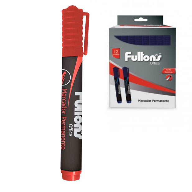 MARCADOR PERMANENTE PUNTA REDONDA ROJO FULTONS (CAJA 12 UNIDADES)