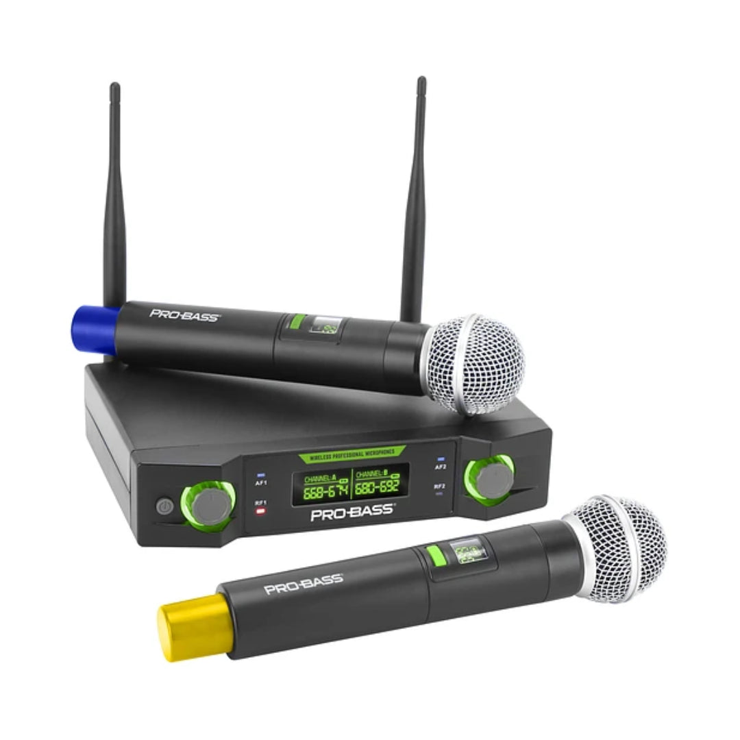 MICROFONO DOBLE INALAMBRICO UHF PROBASS UF-224