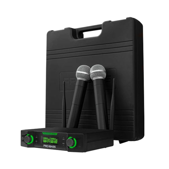 MICROFONO DOBLE INALAMBRICO UHF PROBASS UF-224