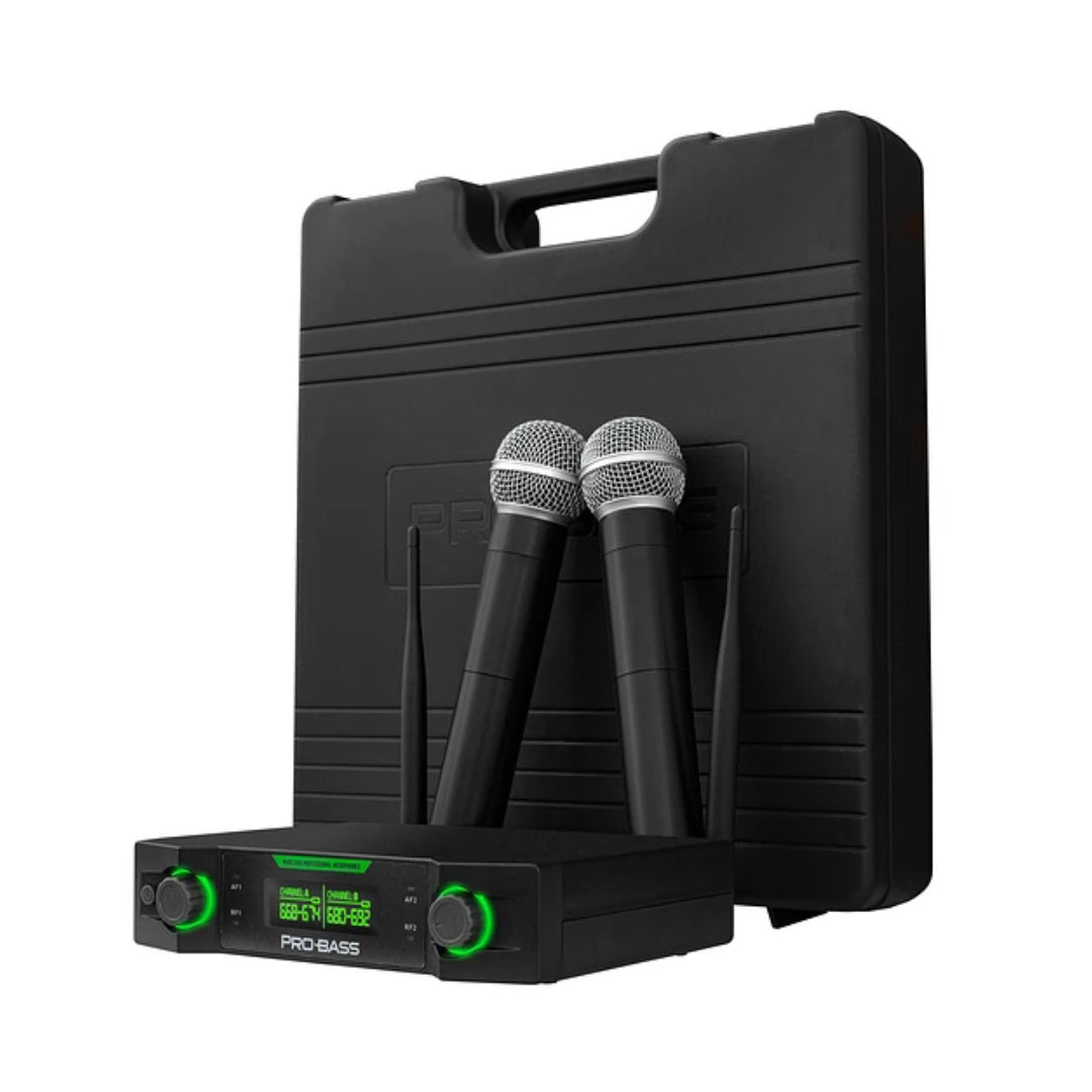 MICROFONO DOBLE INALAMBRICO UHF PROBASS UF-224