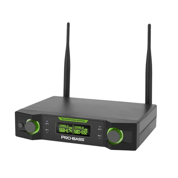 MICROFONO DOBLE INALAMBRICO UHF PROBASS UF-224