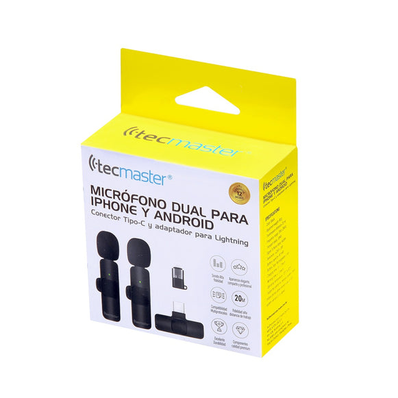 MICROFONO INAL. DOBLE TIPO-C-LIGHTNING TECMASTER TM-300527